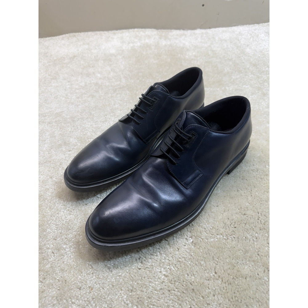 Hugo Boss Derby Shoes Mens 11 UK 12 US Blue Leather Dress Shoes Preppy Designer - Picture 2 of 10
